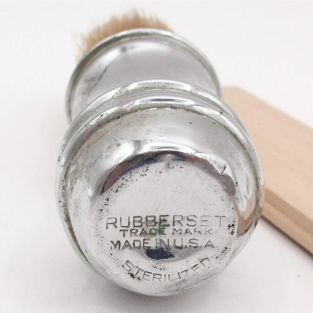 Vintage Rubberset Sterilized Metal Shaving Brush Antique Barber USA Grooming 4